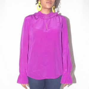 J. Crew victorian inspired magenta silk blouse